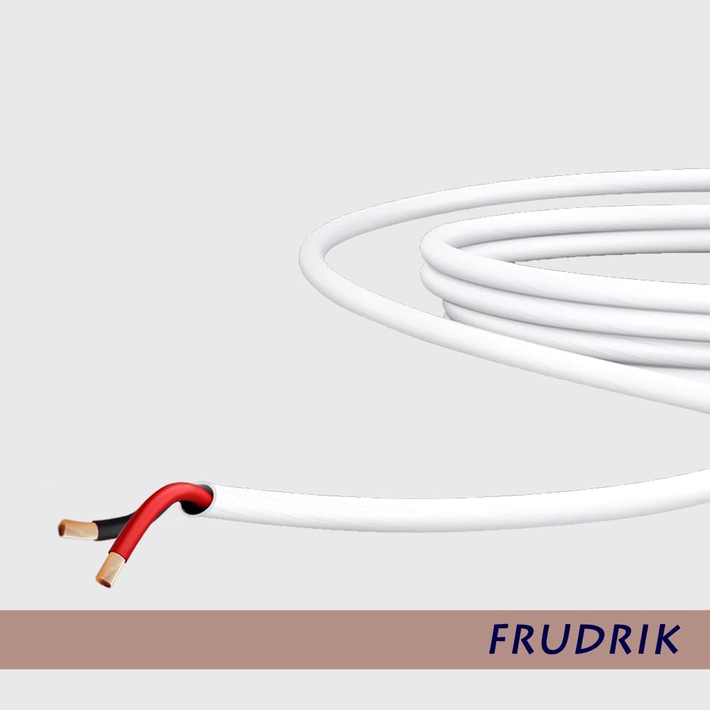 Speaker Wire - 99.9% Oxygen Free Copper – ETL Listed & CL3 Indoor Speaker Cable (14/2 White, 200FT)