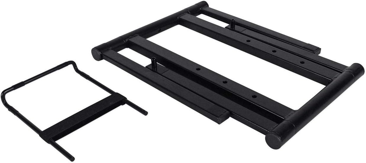 Rockville RLS2400 Lightweight Folding DJ Laptop Stand, Adjustable Height, Extra Shelf, Travel Bag, for DJs and Mobile Performers