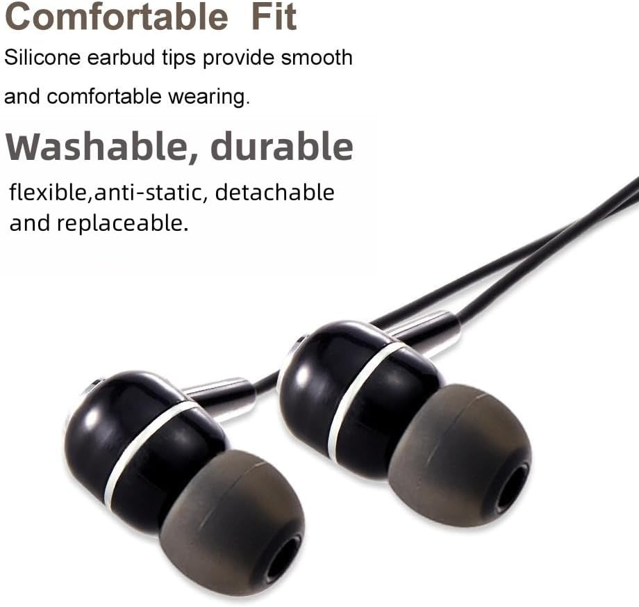 Earbud Tips Soft Silicone Earbuds Replacement Tips Fit for in-Ear Headphones(Inner Hole from 3.8mm -4.2mm Earphones) 9 Pairs S/M/L,Black