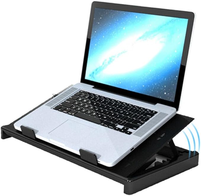 Lurrose Laptop Cooling Pad with 5 Fans USB Powered Notebook Cooler Base for Rapid Cooling Anti-Skid Adjustable Stand Suitable for Travel and Gaming Laptops Black