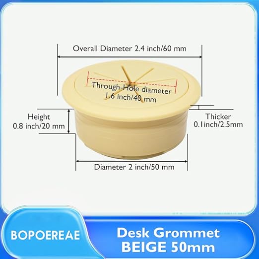 BOPOREAE 2 Pcs Desk Grommet 2" (50mm), Desk Hole Cover for Cables