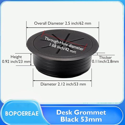 BOPOREAE 2 Pcs Desk Grommet 2-1/16" (53mm), Desk Hole Cover for Cables