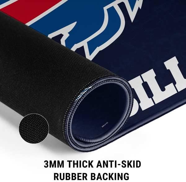 Skinit Medium Gaming Mouse Pad - Officially Licensed Buffalo Bills Distressed Design with Stitched Edges Waterproof Non-Slip Rubber Base Desk Mat for Keyboard & Mouse 17.7 x 15.75 inches