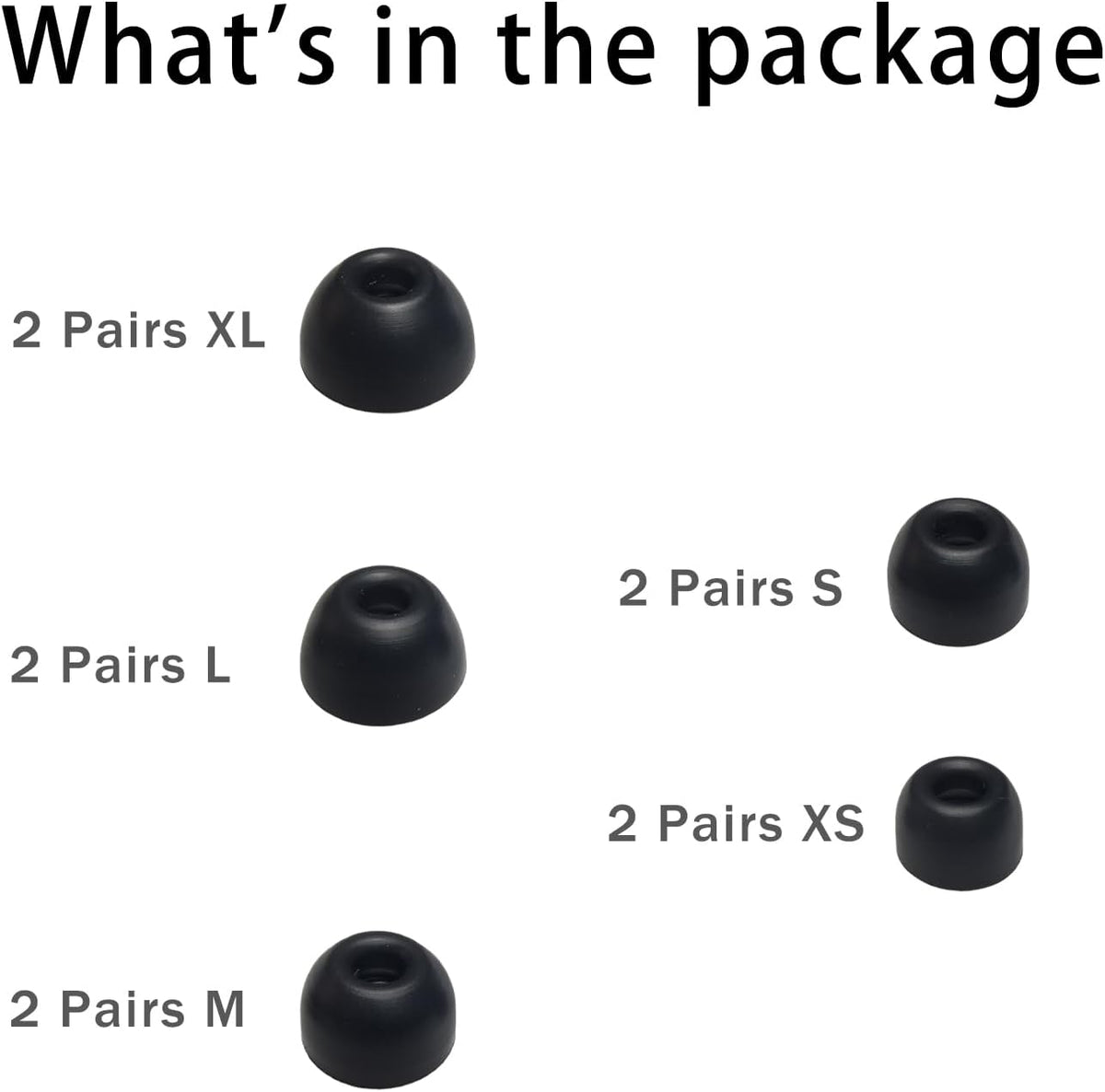 Silicone Earbuds Tips for Powerbeats Pro2 Replacement Ear Tips 10 Pairs XL/L/M/S/XS - Compatible with Beats Studio Buds/Beats Fit Pro/Solo Buds, Black