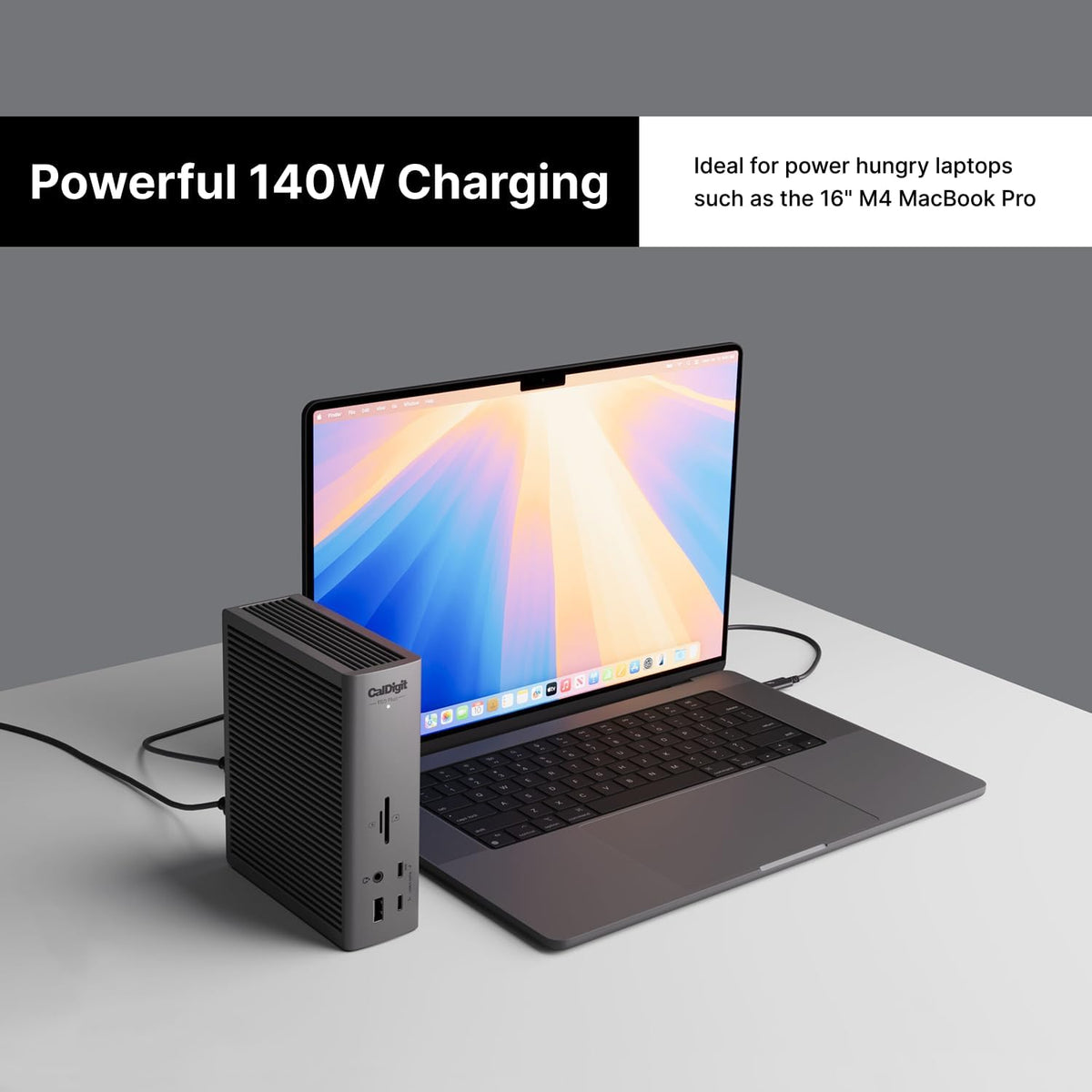 CalDigit TS5 Plus - 20 Port Thunderbolt 5 Dock, 140W Charging, 3X 80Gb/s Thunderbolt 5, 10x 10Gb/s USB Ports, Dual USB Controllers, 10GbE, Up to Dual 8K 60Hz Displays, 1.0m Braided Cable, 330W PSU