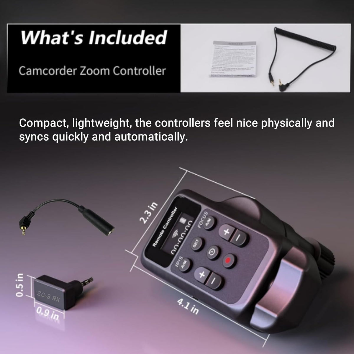 Wireless LANC Controller Camcorder Remote Control for Canon G70 XA11 XA50 XA55 XF405 G60 G26 for Sony Z150 NX100 NX70 NX80 NX3 NX200 Zoom Controller for LANC or Remote Jack (2.5 mm)