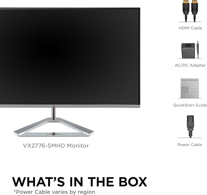 ViewSonic VX2776-SMHD 27 Inch 1080p IPS Monitor with FreeSync Ultra-Thin Bezels HDMI and DisplayPort