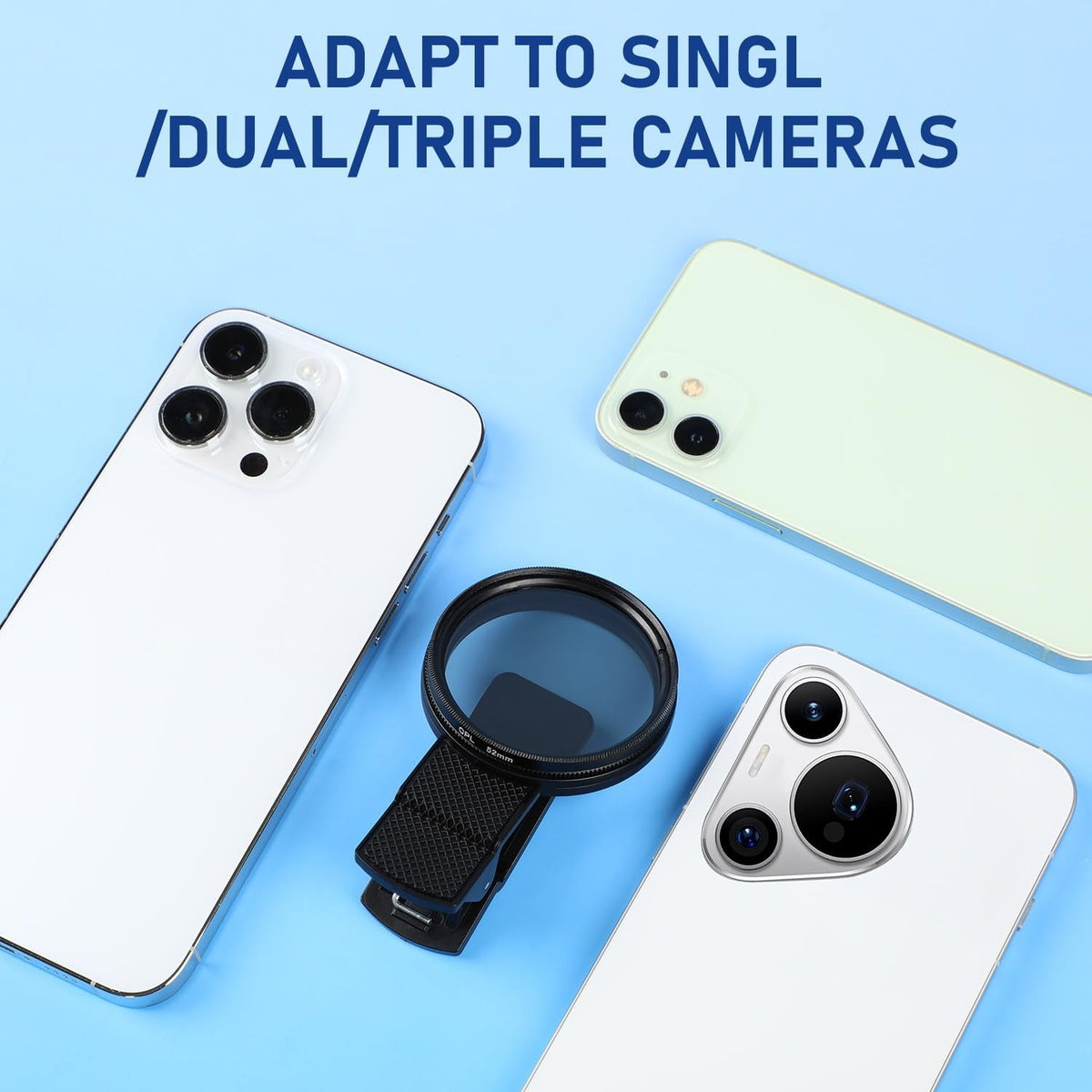 52mm Clip-0n CPL Phone Cameralens Filter Kit, Circular Polarizer Polarizing Filter, Clearer HD Backlight Phone Filter Set,Compatible for iPhone 16 15 14 13 12 11 (1 Set)