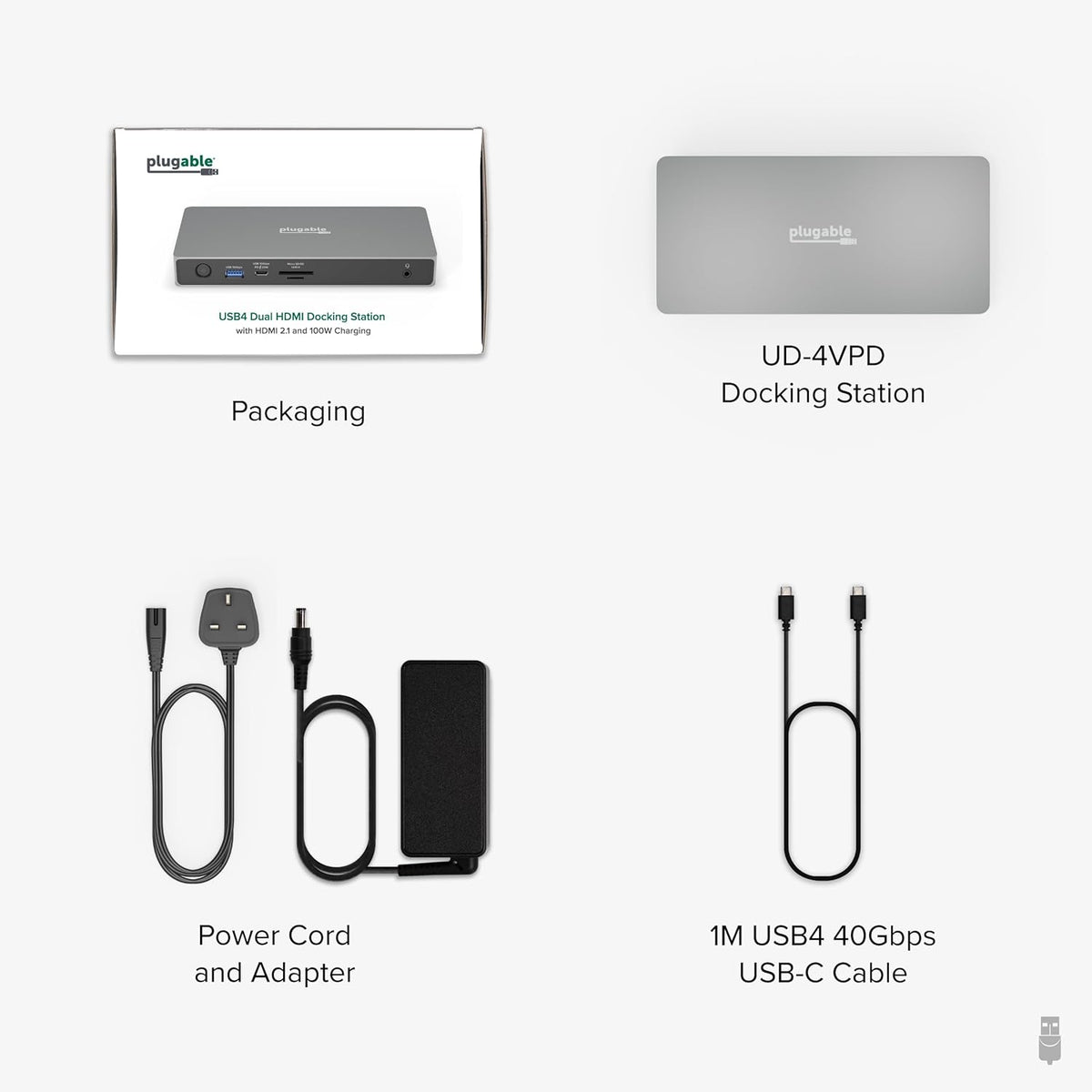 Plugable USB C Docking Station Dual Monitor, 11-in-1, USB4 40G 100W Laptop Charging Dock for Windows and Thunderbolt, 4K HDMI 2.1 upto 120Hz, 2.5Gbps Ethernet, SD Reader, 20W USB-C Charging Driverless