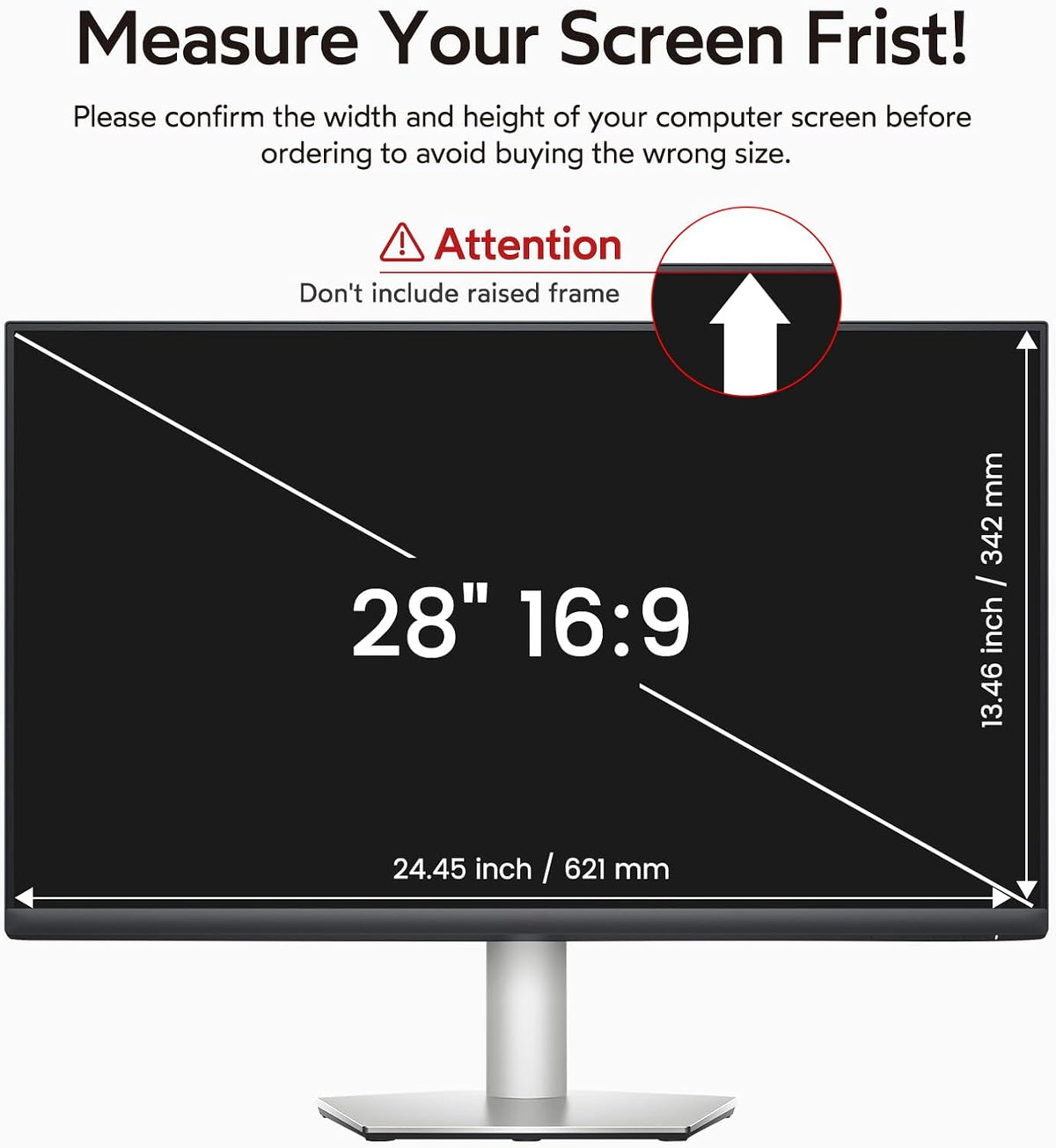 BERSEM 28 Inch Monitor Computer Privacy Screen Filter for 16:9 Ratio Removable Monitor Anti-Glare & Privacy Filters for 28 Inch, Anti Blue Light, Anti-Spy, Anti-Scratch, UV-Blocking