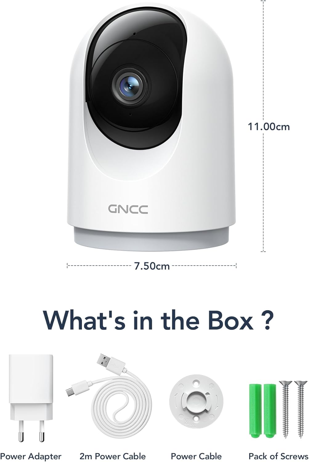GNCC 2K 2-Way 2.4G Indoor Security Camera, Cameras for Home Security with Motion Detection, Baby/Pet Camera with Phone