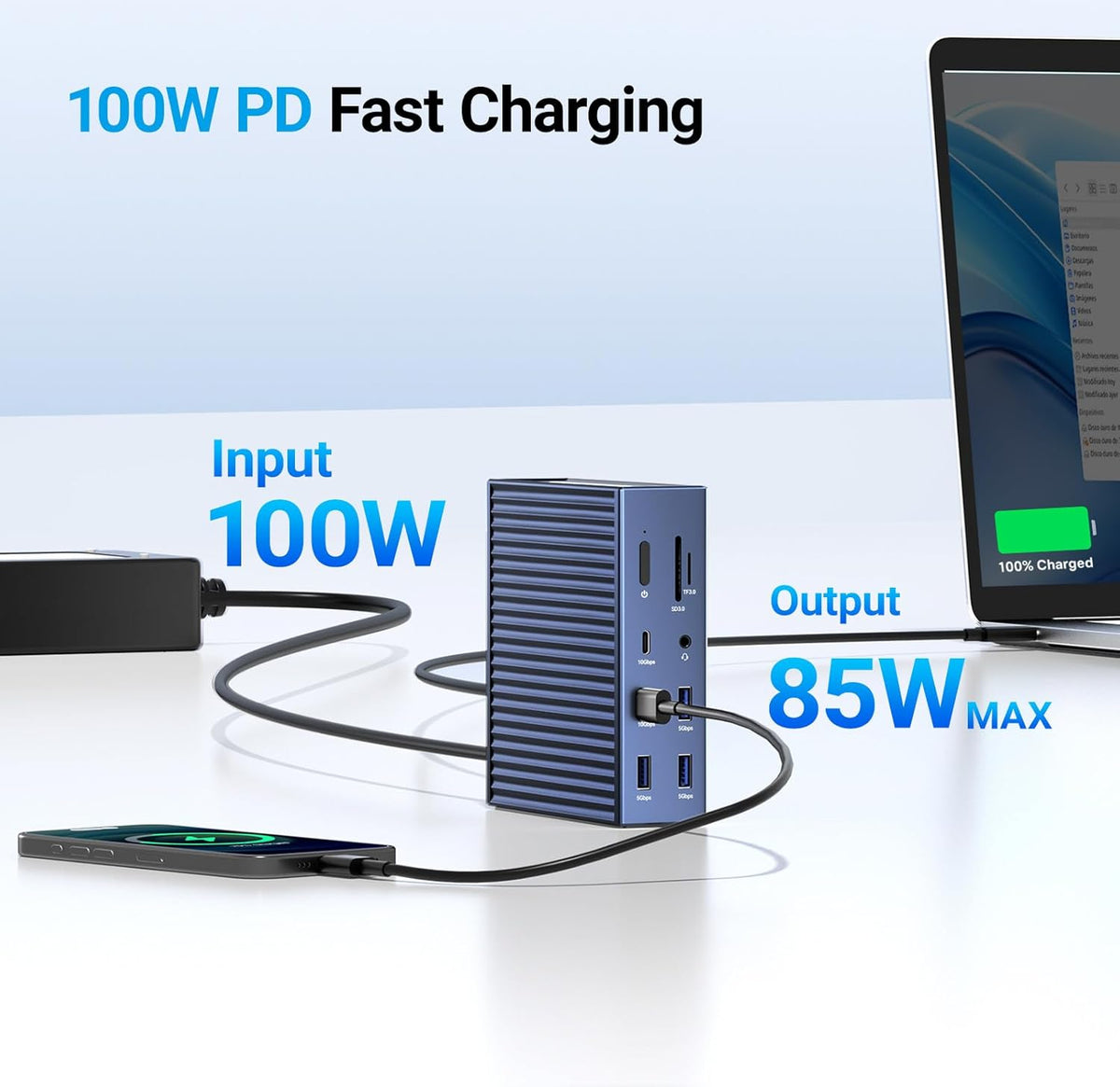 ACASIS USB C Docking Station Dual Monitor, 16-in-1 Laptpop Docking Station with 2* HDMI,VGA,2.5G Ethernet,SD/TF,10Gbps USB-C 3.1,3.5mm Audio,PD100W,USBC Hub for MacBook/Dell/Lenovo/HP/ThinkPad (Gray)