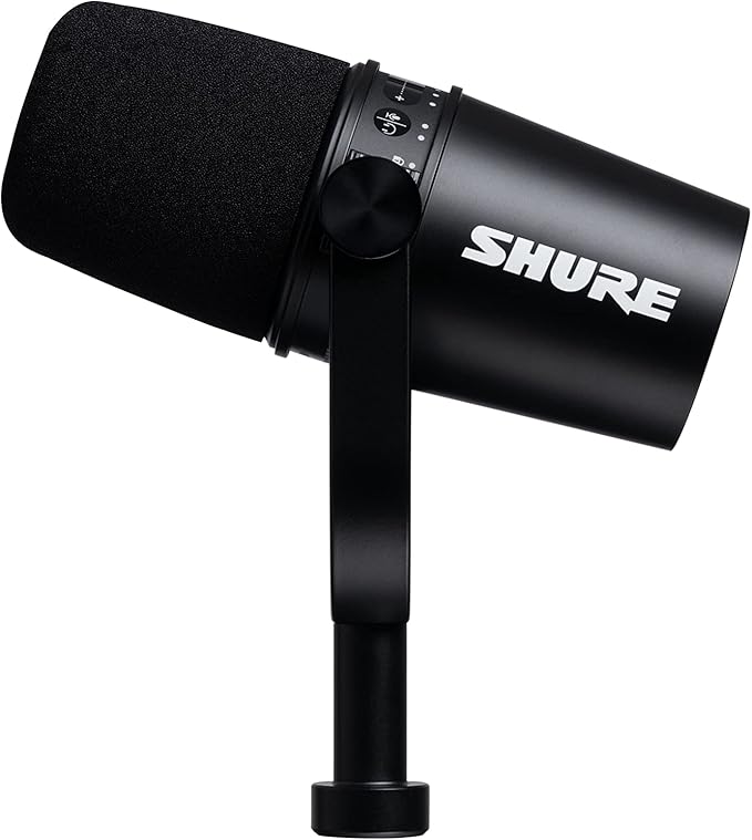 Shure MV7 USB Podcast Microphone for Podcasting Recording Live Streaming & Gaming Built-in Headphone Output All Metal USB/XLR Dynamic Mic Voice-Isolating Technology TeamSpeak Certified - Bla
