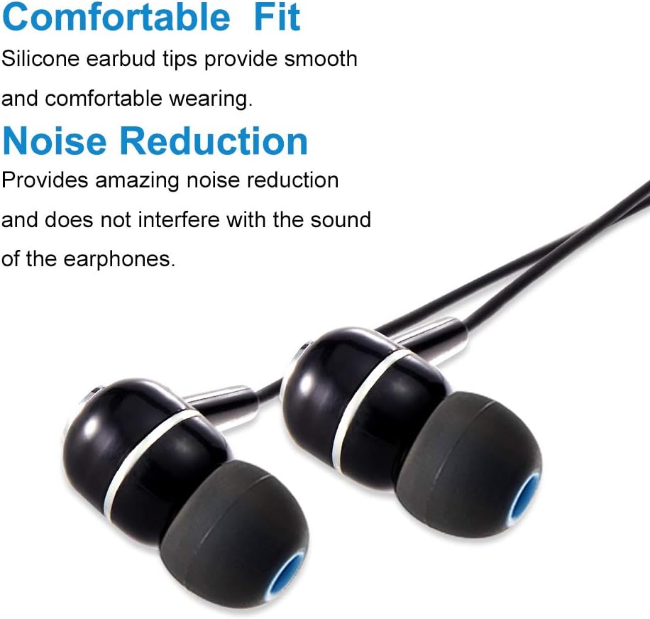 Brandless Earbud Tips Soft Silicone Earbuds Replacement Tips Fit for in-Ear Headphones(Inner Hole from 3.8mm - 4.2mm Earphones) 9 Pairs S/M/L,Black/Blue