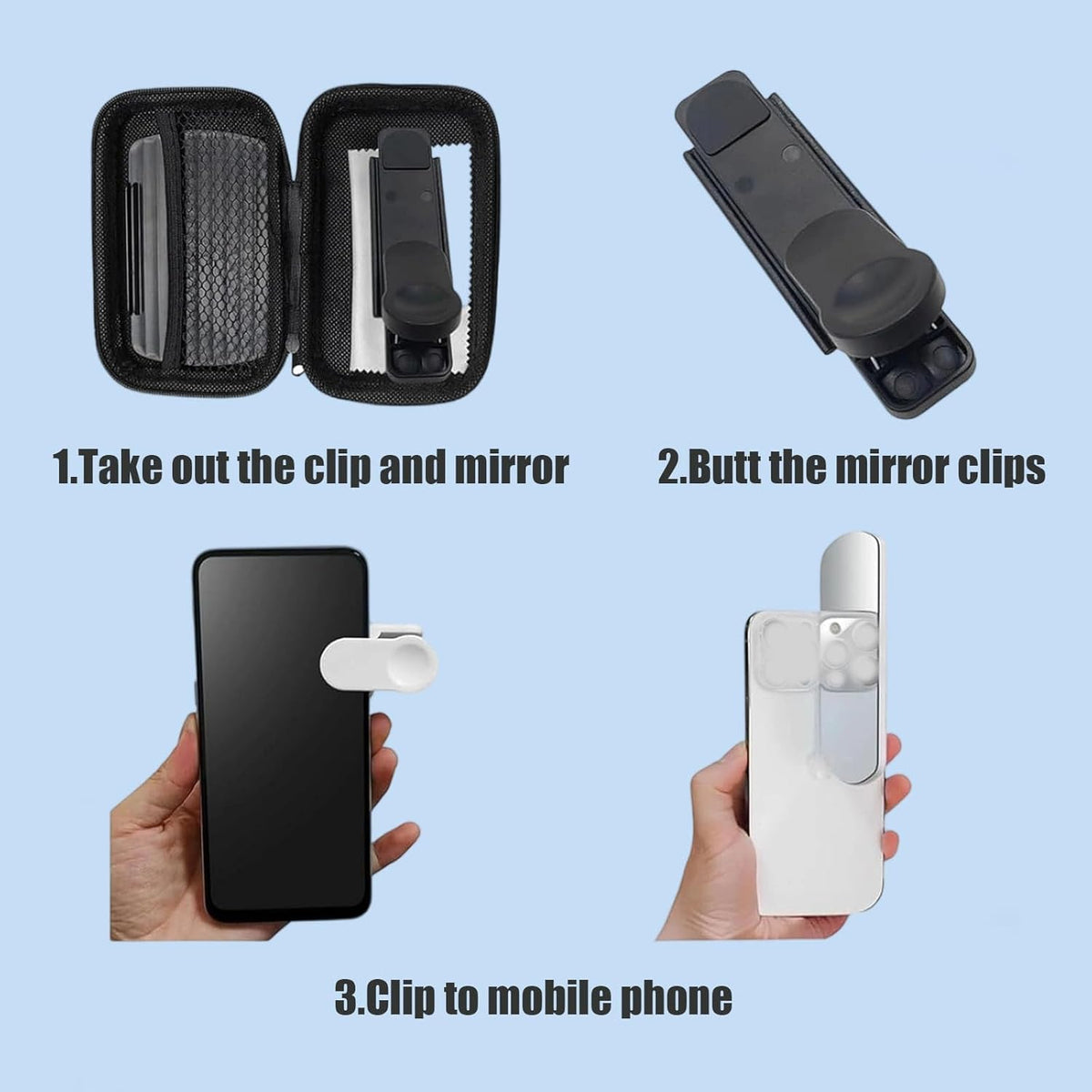 Mirror Effect Lens - Capture Stunning Reflections Instantly, Smartphone Camera Mirror Reflection Clip Kit, Adjustable HD Glass Smartphone Photography Flip Mirror for Creative Photography (White)