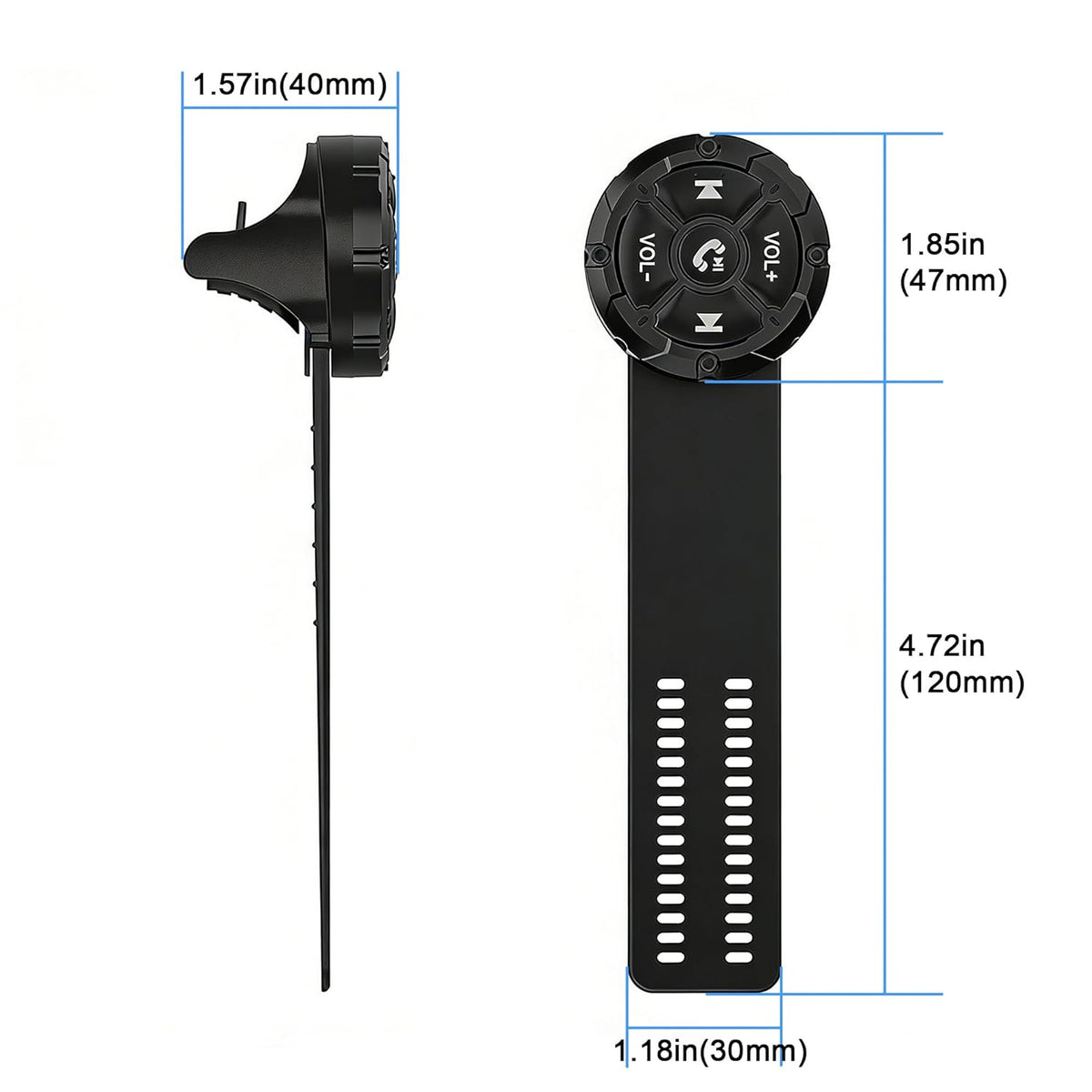 Bluetooth Media Button, Waterproof Wireless Music Controller for Car Steering Wheel, Bike & Motorcycle Handlebars