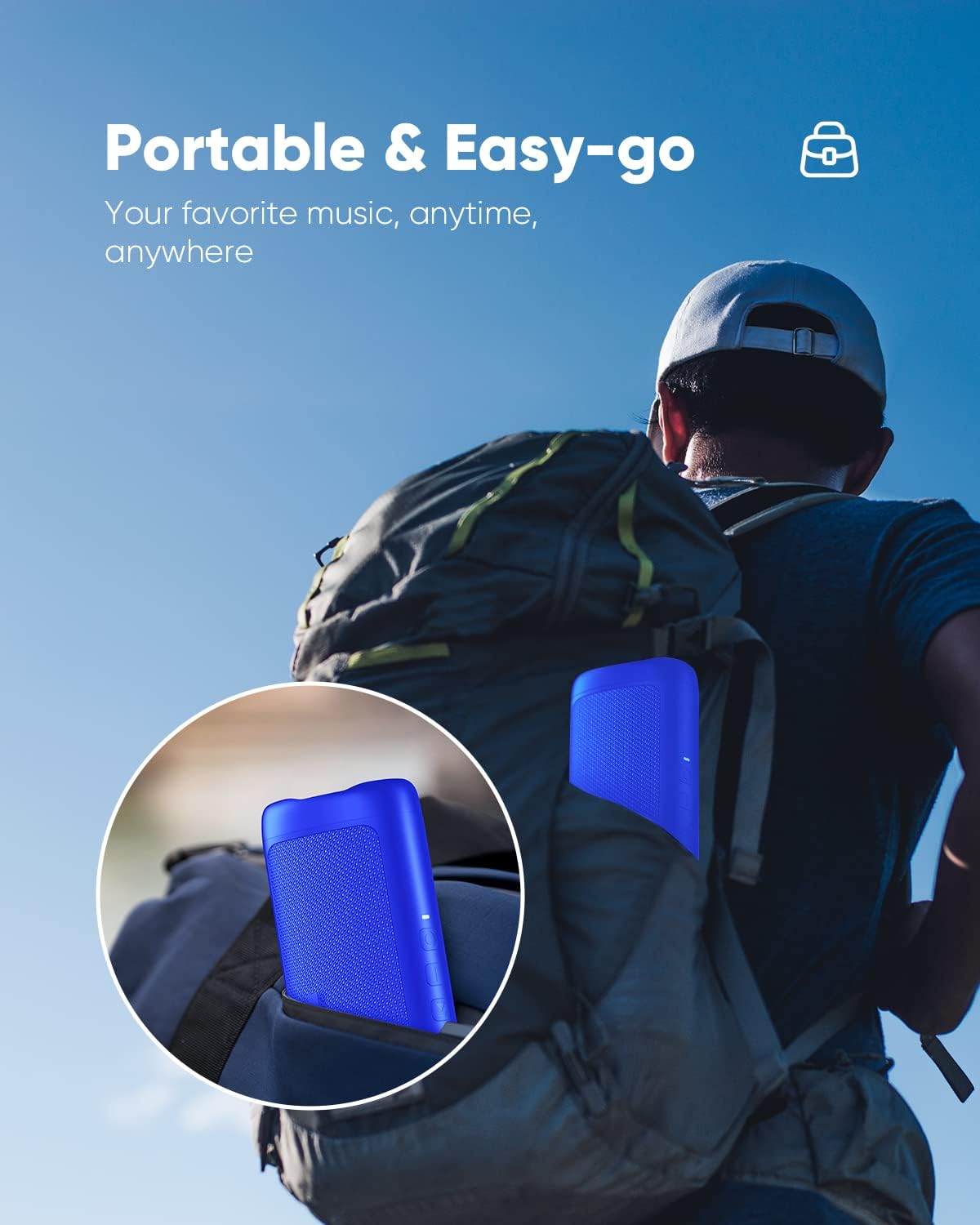 Bluetooth Speaker with HD Sound, Portable Wireless, IPX5 Waterproof, Up to 20H Playtime, TWS Pairing, BT5.3, for Home/Party/Outdoor/Beach, Stocking Stuffers, White Elephant Gifts for Adults (Blue)