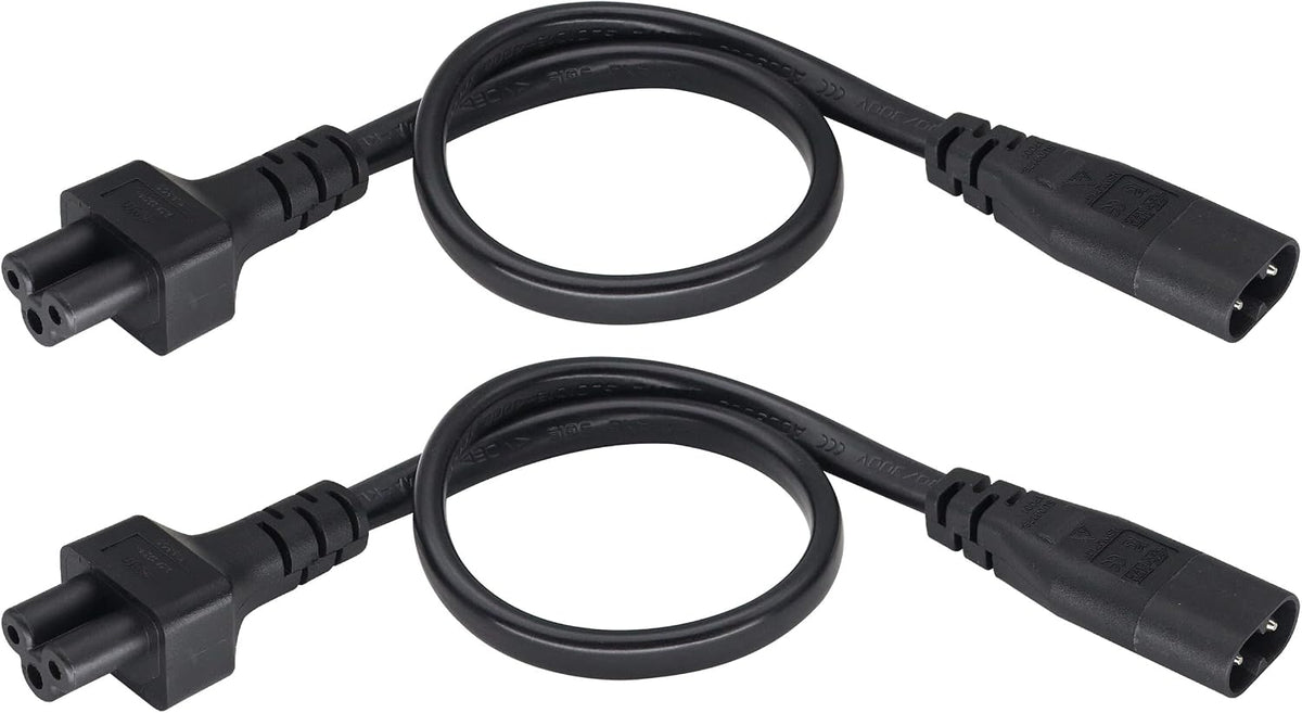 AAOTOKK (2 Pack) 320 C8 C5 Cable,7.5A 125V 8 3Pole etc(33Cm/1ft)(C5 C8) IEC to AC Adapter Figure Male to Mickey Mouse
