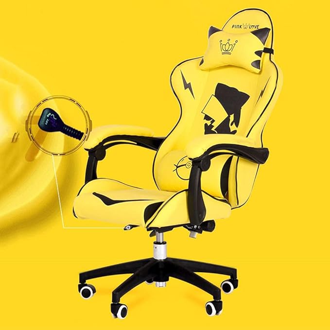 Game Chaire-Sports Game Seat Cute Computer Chair Home Office Anchor Broadcast Chair Professional Racing Chair Yellow-C