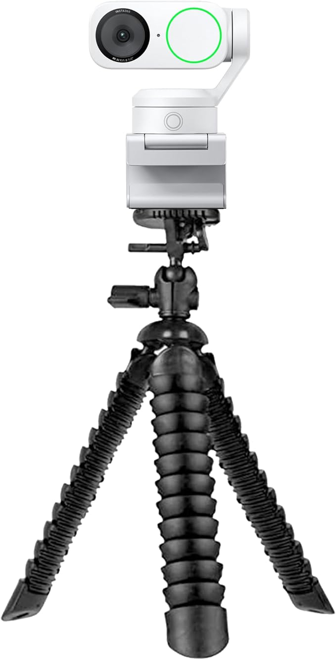 Insta360 Link 2 - PTZ 4K Webcam (White) for PC/Mac 1/2 Sensor AI Tracking HDR AI Noise-Canceling Mic Gesture Control for Streaming Video Calls Gaming Bundle with Flexible Tripod & Lens Clo
