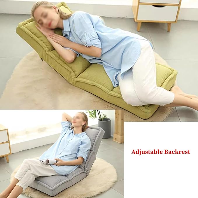 Floor Chair Folding Gaming Chair with Back Support 42 Adjustable Positions Lazy Sofa Lounge for Playing Reading Meditating Room Recliner for Adults Kids(/Yellow)