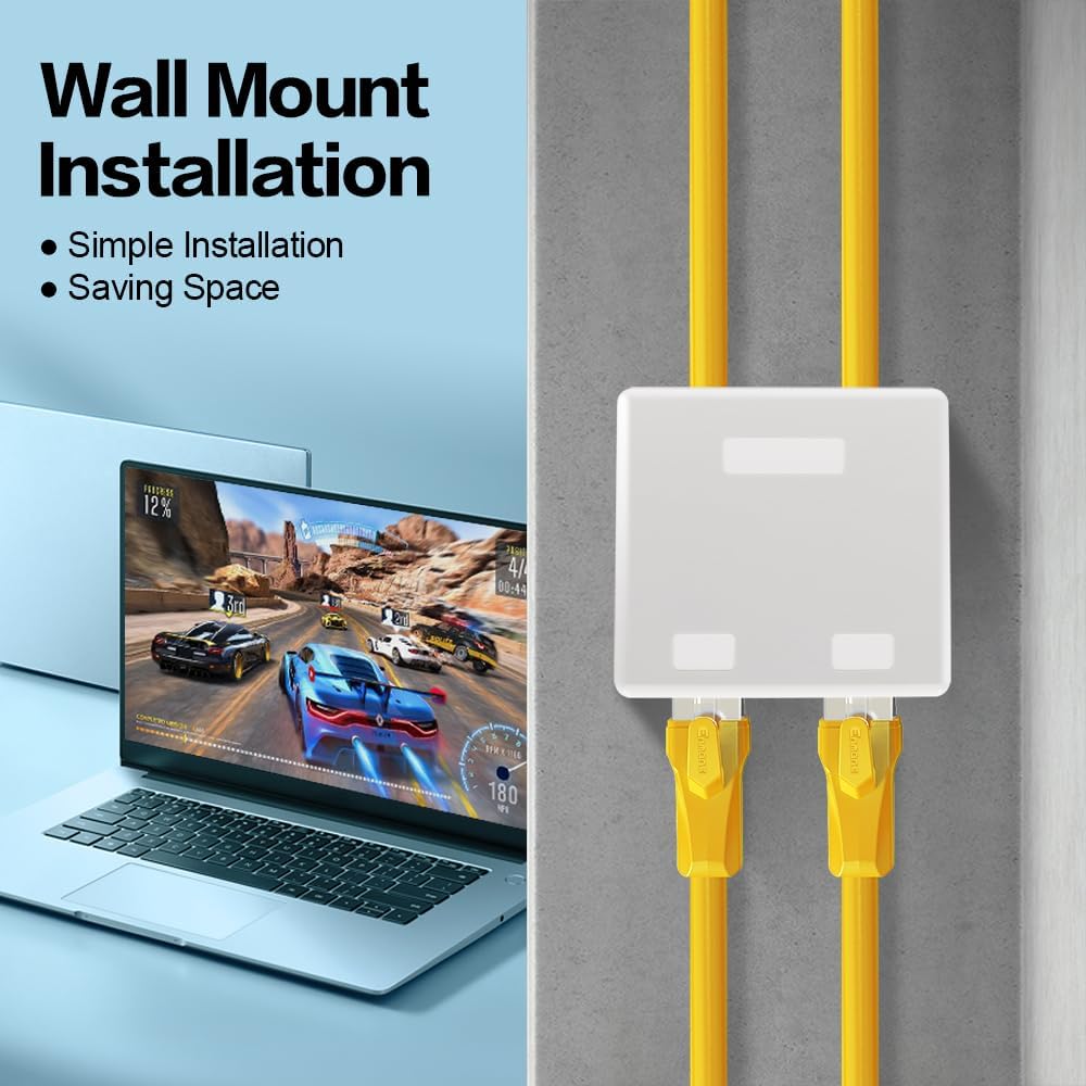 Keystone Jack Surface Desk Mount/Wall Mount Box,2-Port,5-Pack White