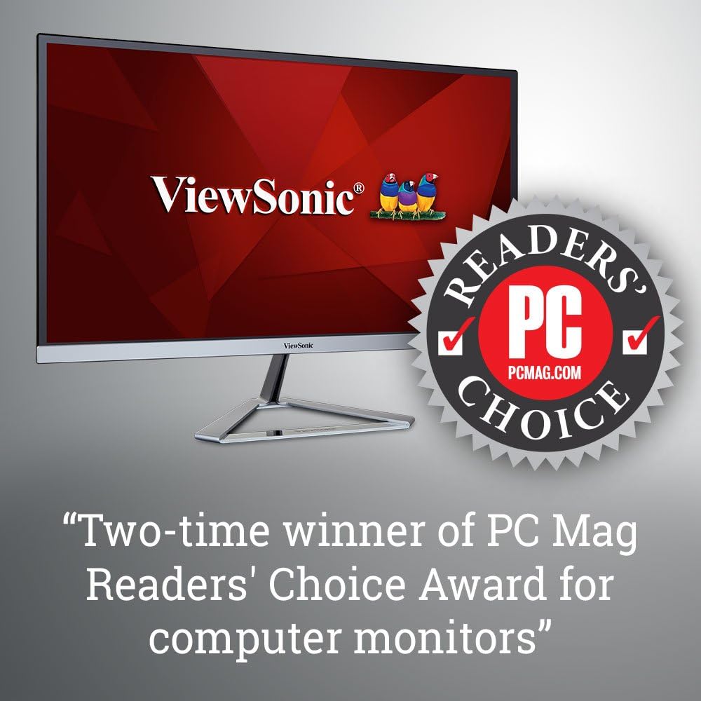 ViewSonic VX2276-SMHD 22 Inch 1080p Widescreen IPS Monitor with Ultra-Thin Bezels, HDMI and DisplayPort,Black/Silver