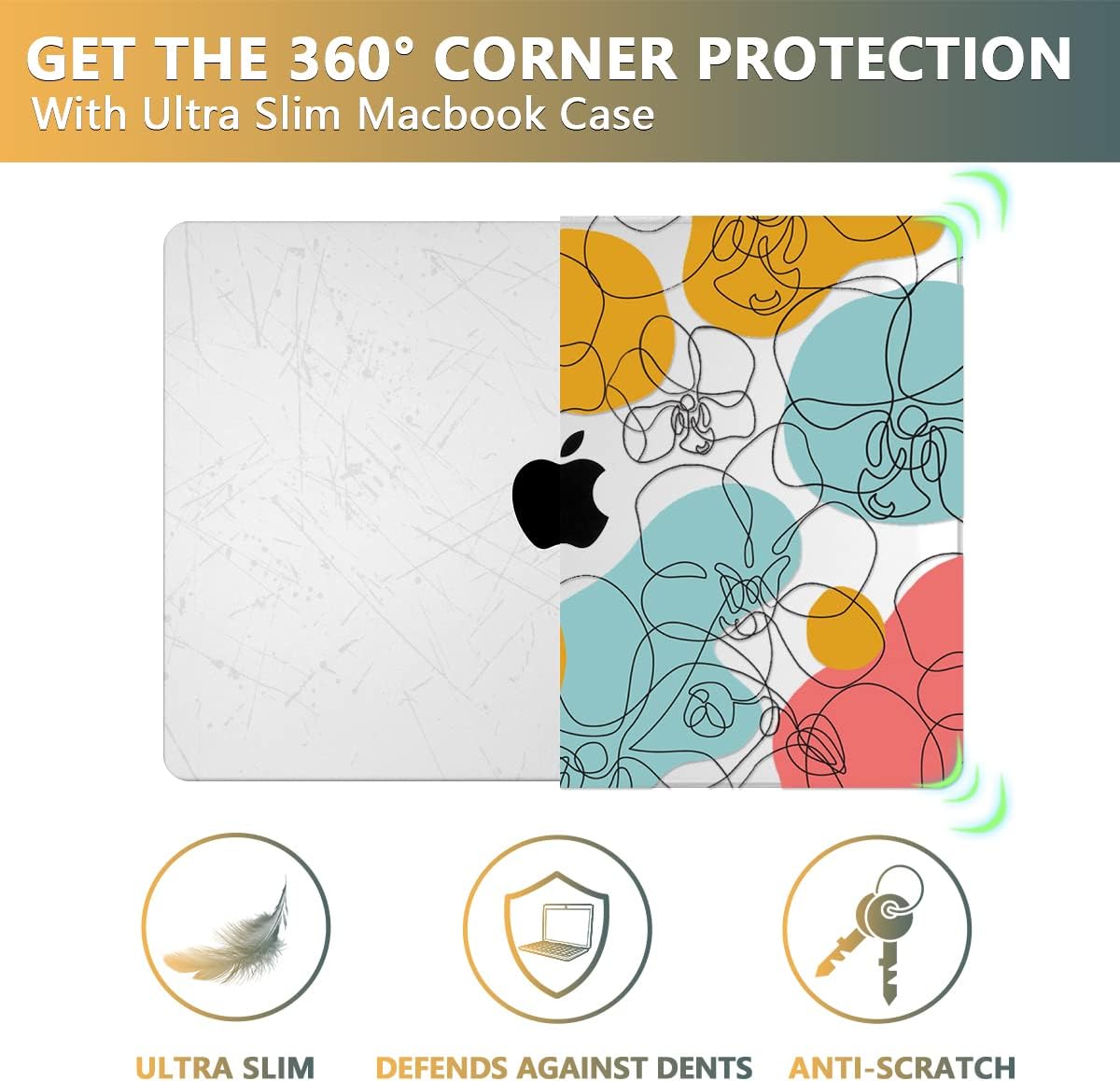 CISSOOK Floral Case Compatible with MacBook Pro 14 Inch 2023 2021 Release A2992 A2918 M3 A2779 M2 A2442 M1 Pro/Max, Plastic Hard Shell +Keyboard Cover for MacBook Pro 14 with Touch ID -Art Floral