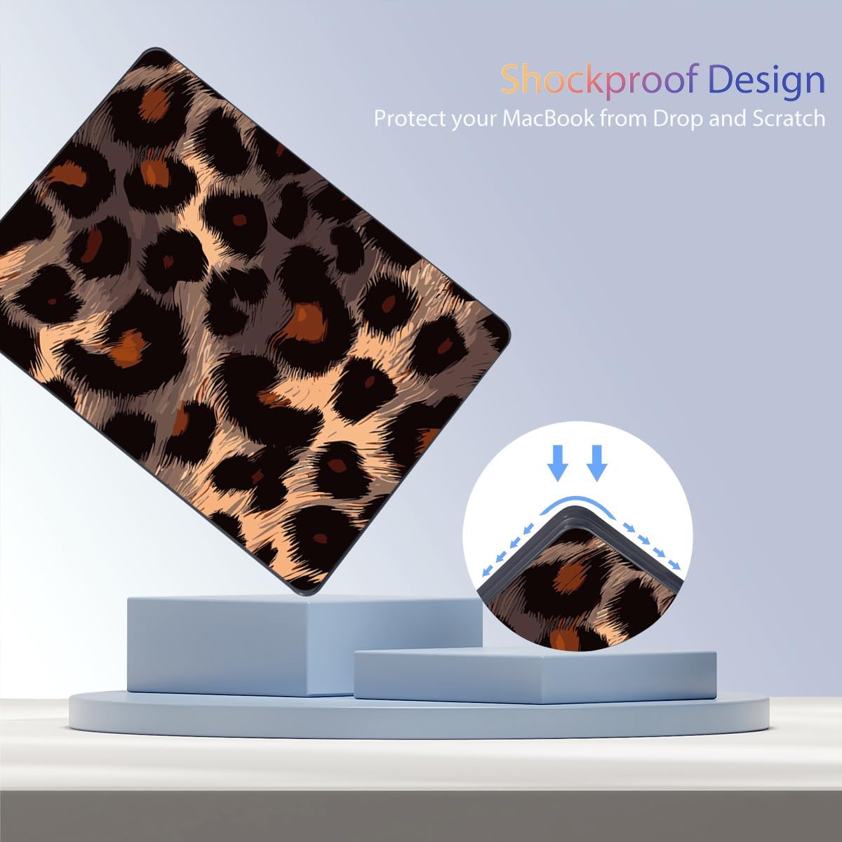 Teryeefi Compatible for 2022-2024 MacBook Air 13.6 inch Case M3 A3113/ M2 A2681, Flowers Hard Shell Case&Keyboard Cover&Type C Adapter for MacBook Air M3 M2 with Touch ID, Leopard Skin Pattern