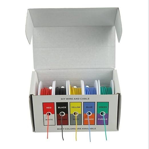 BOJACK 28 AWG Flexible Silicone Wire Electric Wire Hook up Wire Kit 300V Cables with Plus 20 φ2mm Heat Shrink Tubings and a Mini Wire Stripper(5 Colors 32.81Ft Each Color, 28AWG)