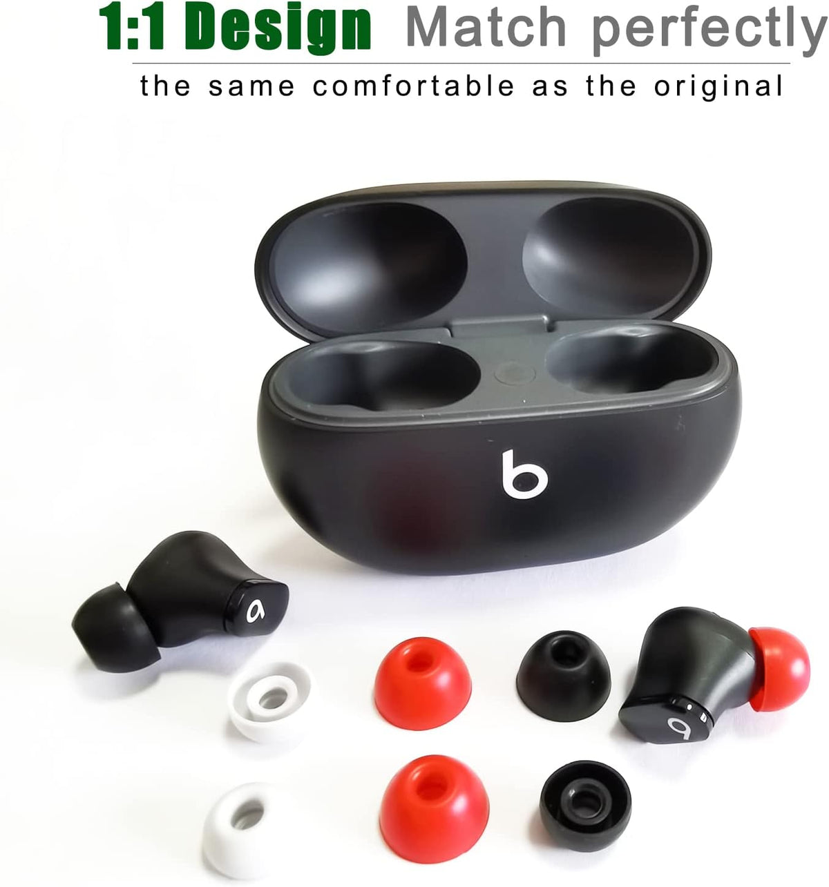 Ear Tips for Beats Studio Buds Silicone Tips Beats Earbuds Replacement for Beats Tips Earbuds Cover 6 Pairs LMS Black