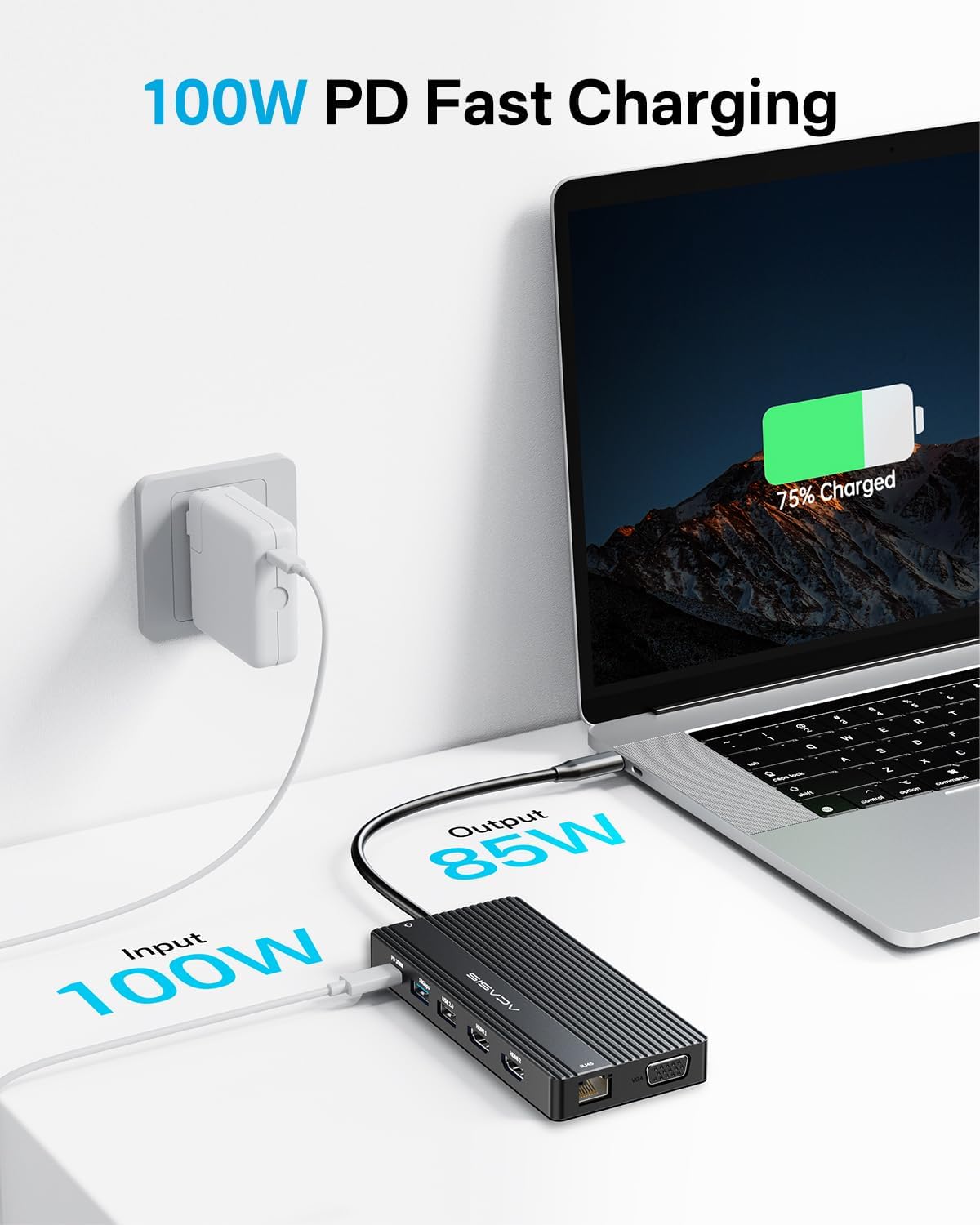 USB C Docking Station Dual Monitor, 14 in 1 USB C Hub, Adapter with 2 HDMI+DP(4K60Hz), Ethernet, 3 USBC 10G,100W PD, SD/TF, Audio, Laptop Docking Station for Dell/HP/Lenovo/ThinkPad/Surface (Black)