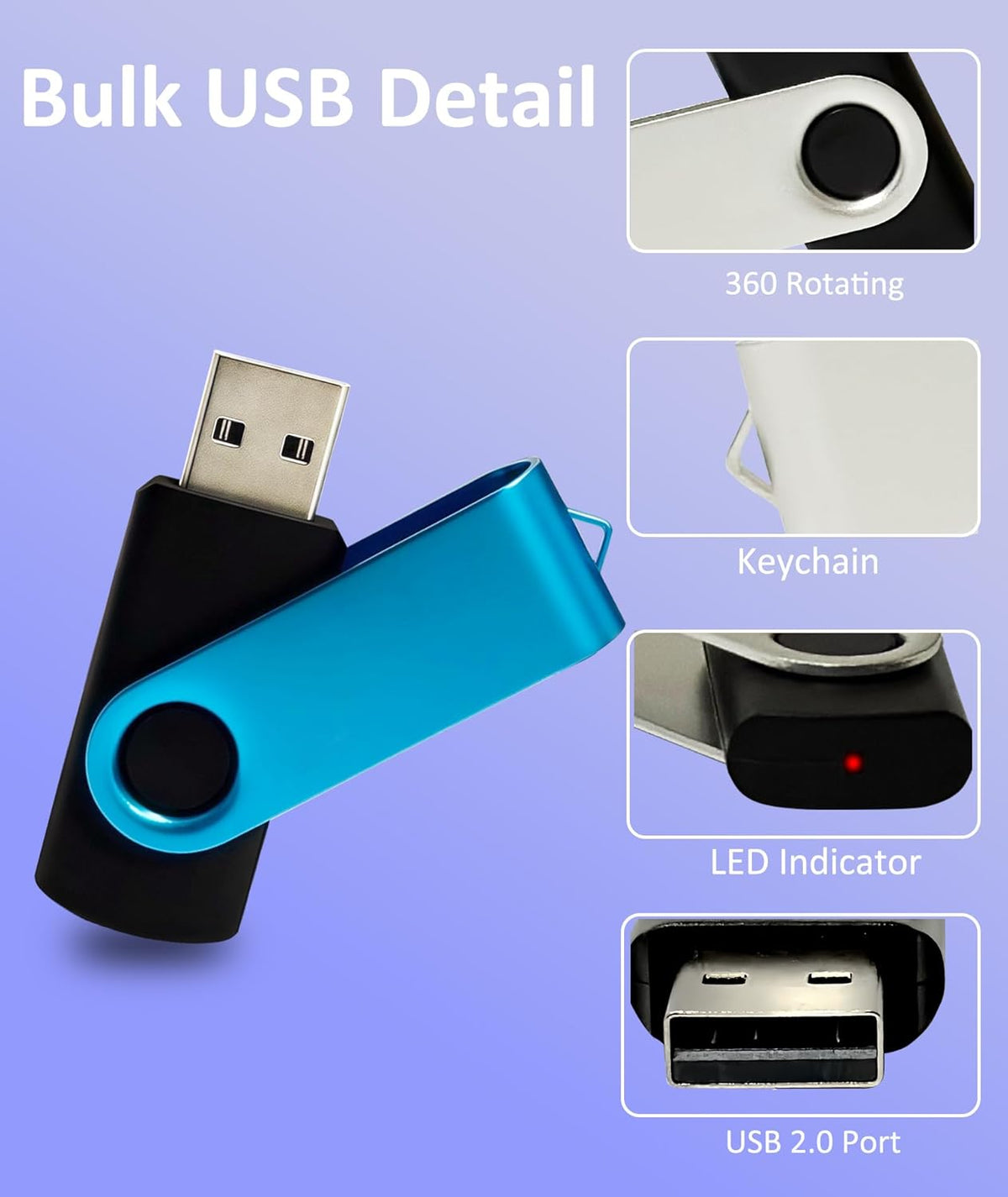 4GB USB Flash Drive 10 Pack, Nicepicten USB 2.0 Thumb Drives Zip Drive USB 4GB Memory Stick Swivel Pendrive Jump Drives Multipack with 10PCS Lanyard for Events Office (Colorful 10Pack 4 GB)