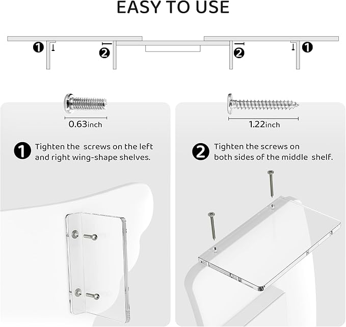 AFOOYO Dual Monitor Stand Riser, Wing-Shaped Sturdy Desktop Wood Stand for 2 Monitors, White Riser for Laptop, PC, Computer