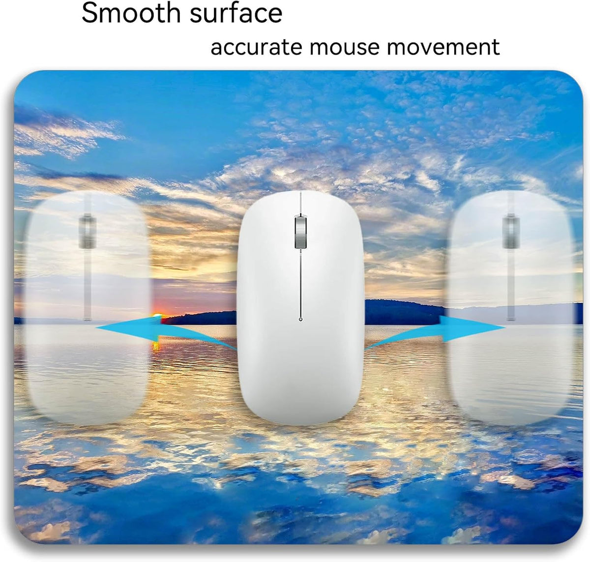 Beautiful Lake and Mountains at Sunset Mouse Pad Mat Rectangle Non-Slip Rubber Base Computer Mousepad
