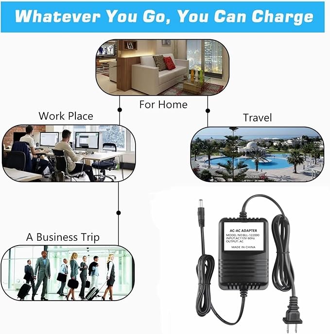 AC/AC Adapter Compatible with X Rocker XRocker 521231 Game Gaming Chair AC10V 10VAC 10V - 12V 1A - 1.2A - 2A Direct Plug-in Class 2 Transformer Power Supply Cord Charger