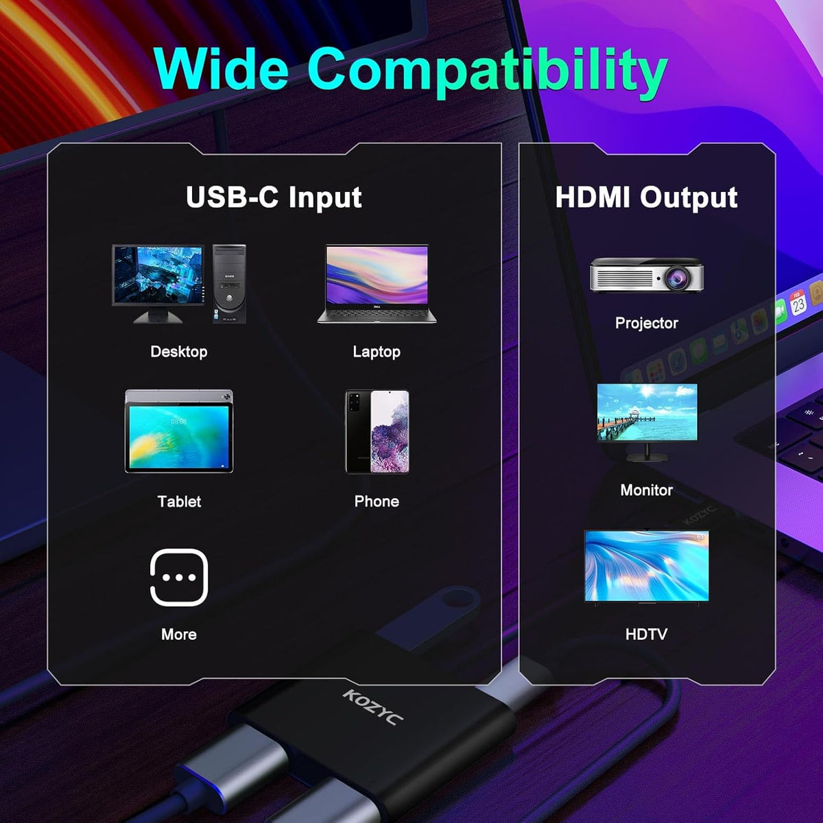 USB C to Dual HDMI Adapter 4K@30Hz, USB C Hub Multiport Adapter with 2xHDMI, USB 3.0, 100W PD, Support USB C to HDMI Splitter Extended Display (MST Only Support Windows), Black