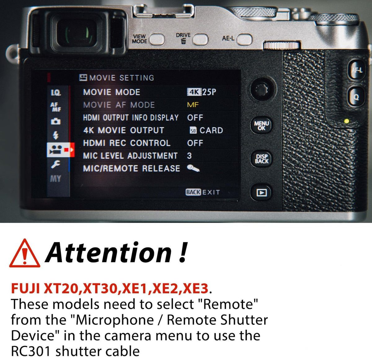 for Fuji/Canon Camera Cable Universal Iron cage Handle Shutter Release Accessory Shutter Cord RC101-E3/2.5mm Remote Control xt2 xt3 xt4 xt5 gfx50/50r/50s/100/100s can80d 90d r8 r10 650d 800d