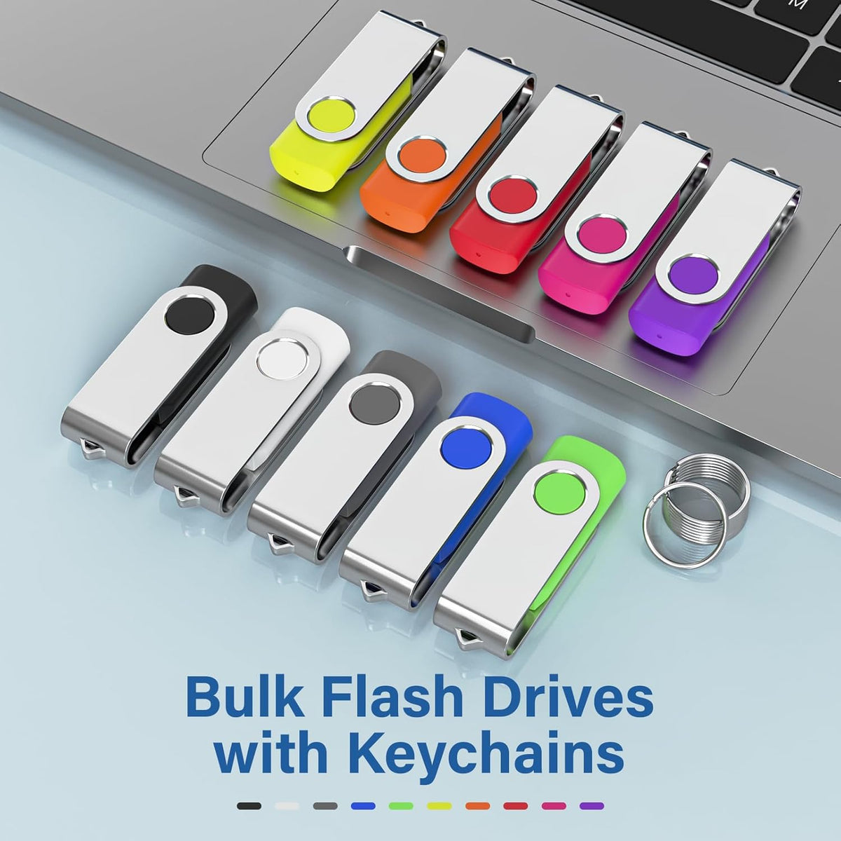 20Pack 1GB USB 2.0 Flash Drive with Keychains,Swivel USB Thumb Drives Memory Stick USB Drive for PC Laptop Computer (Mixcolors)