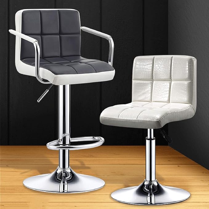Mlaea Desk Task Dining Chair Height Adjustable Conference Reception Work Chair with Rolling Wheels Gaming Club Bar Chair 38 * 44-56CM(Color:#1)
