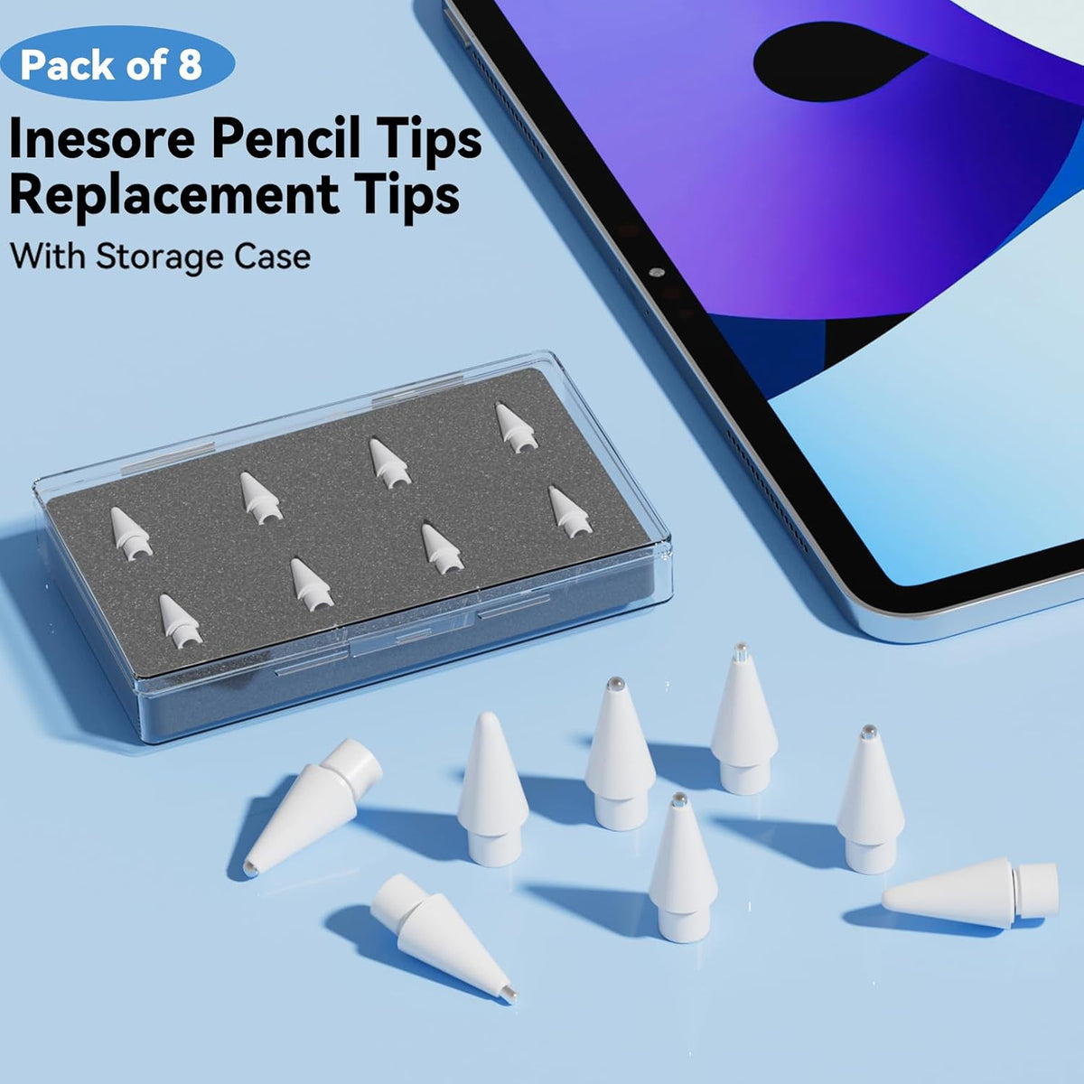 (4 Pack) Replacement Tips for Apple Pencil 2nd Generation and Pencil 1st Generation,Inesore Upgraded Apple Pencil Tips Accessories Compatible with Apple Pencil 2 Generation iPad Pro Pencil Nib
