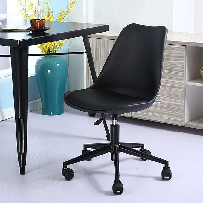 Mlaea Apartment Dining Chair Classroom Dormitory Hotel Chair with Rolling Wheels Backrest Computer Racing Gaming Chair 48 * 43 * 86-96CM(Color:#1)