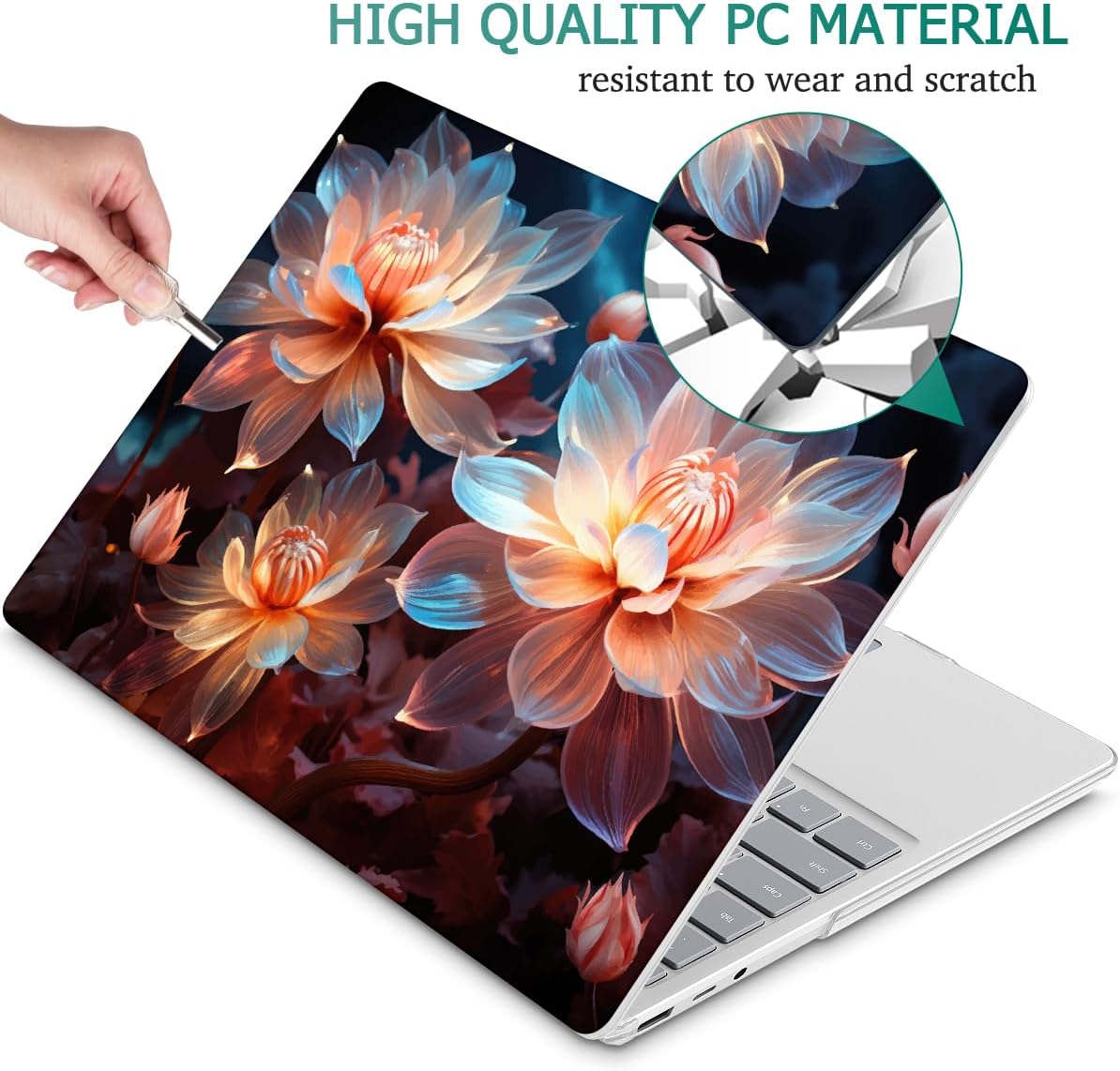Tuiklol Case for 15 Inch Microsoft Surface Laptop 5/4/3 2022-2020, Model 1979/1953/1872/1873 Hard Shell Cover, Keyboard Cover+Screen Protector+Dust Plugs,Luminescent Flowers