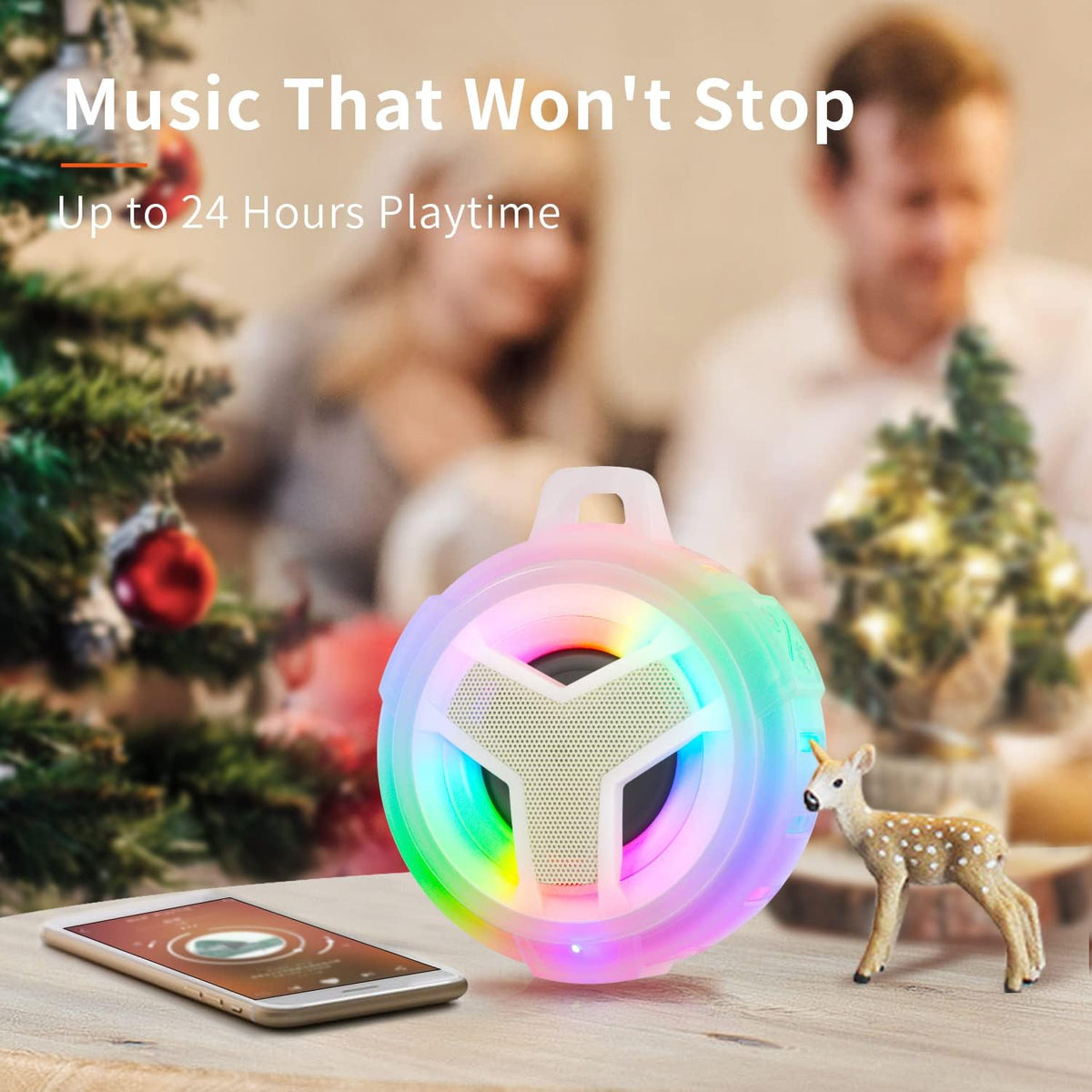 EBODA Bluetooth Shower Speaker, Portable Bluetooth Speakers, IP67 Waterproof Wireless Speaker with LED Light, 2000mAh, True Wireless Stereo, for Men and Women, Unique Music Gifts