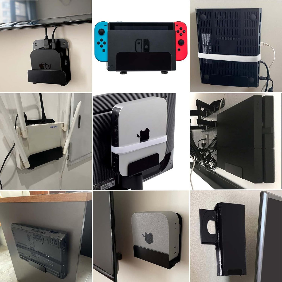 Gmailmall Cable Box Wall Mount Modem Mount Adjustable Wall Mount for Most Small Media PlayersRoku, Amazon Fire TV