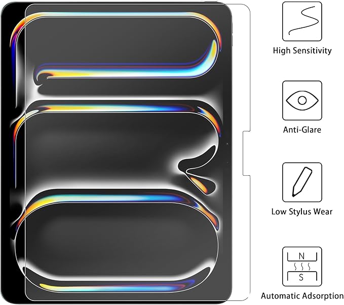 Megoo Paper Glass Screen Protector for iPad Pro 13 inch (2024 M4), Matte for Writing and Drawing, Anti-Glare, Easy Installation, Case Compatible, 2-Pack