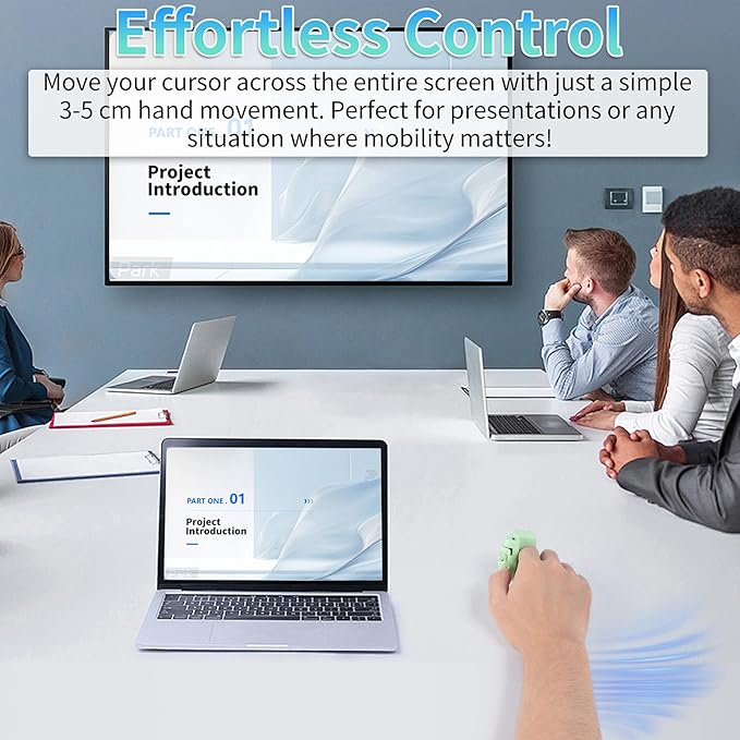 Bluetooth Mini Ring Mouse - Ergonomic Wireless Finger Mouse for Laptops Tablets & Presentations - Portable Easy to Use Long Battery Life (Green)