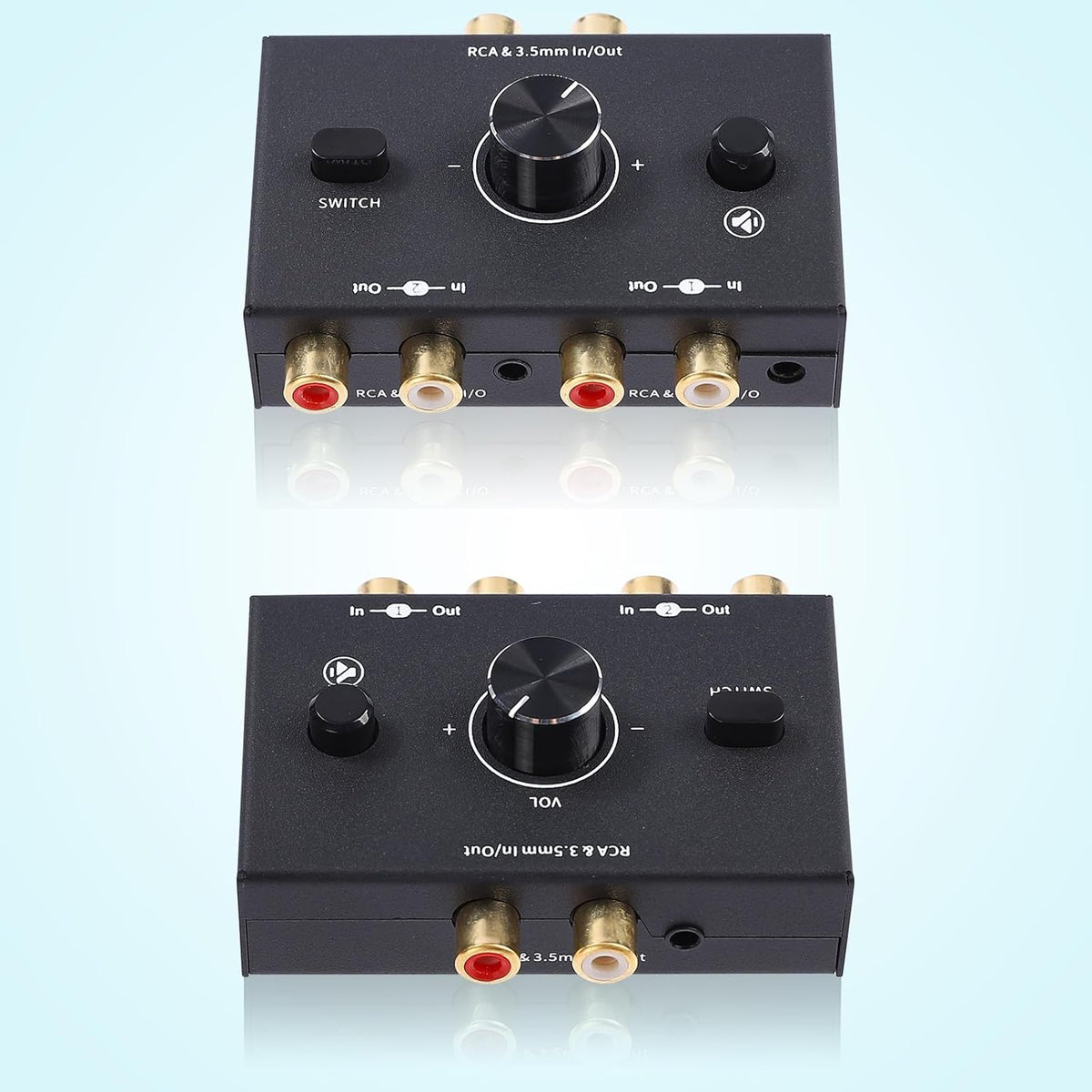ATNEDCVH 3.5mm 1 2 2 1 2-Way RCA Port in Out / in Out Bi-Directional Audio Switcher, Stereo L/R Sound Channel Speaker