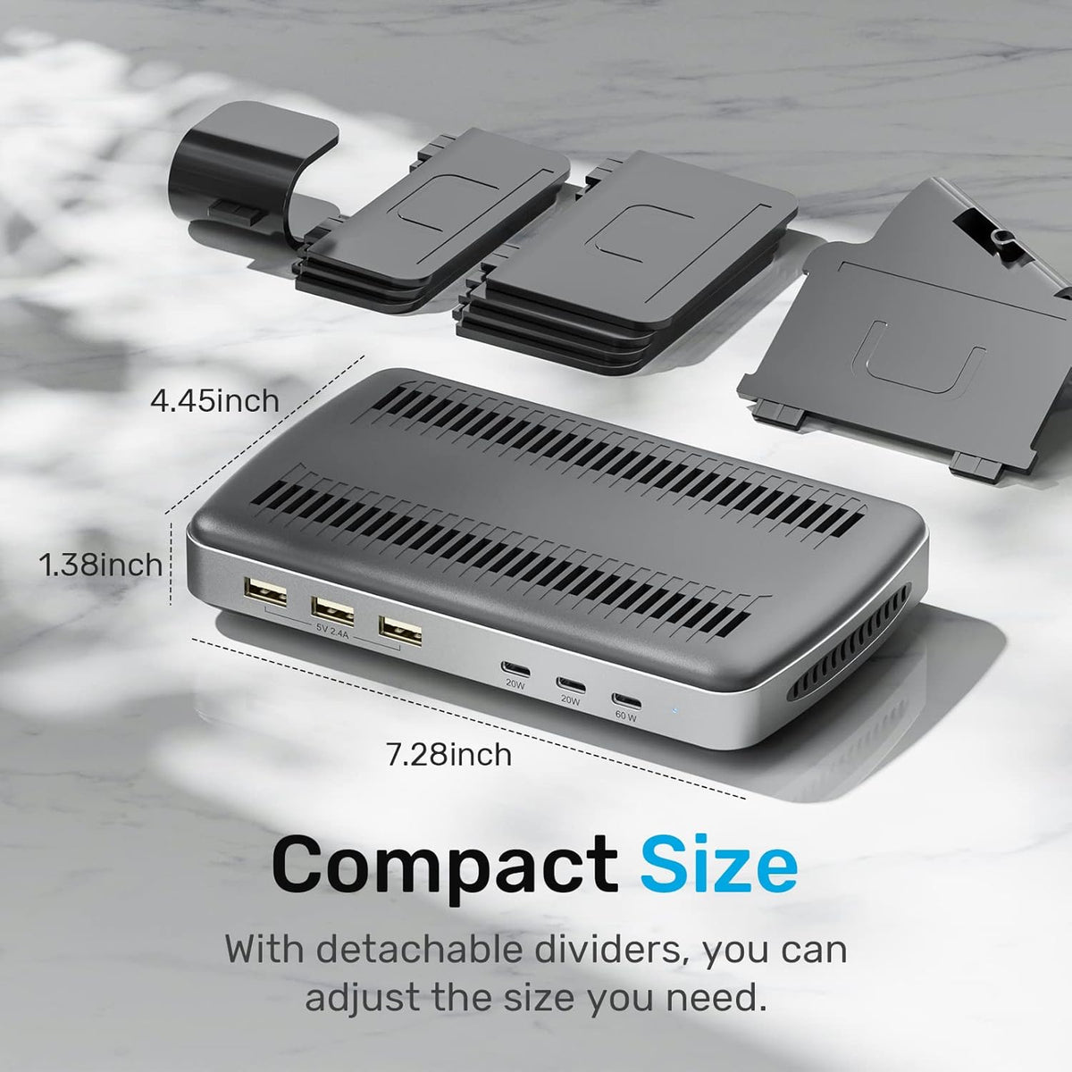 Unitek USB C Charging Station for Multiple Devices Apple, 120W 6 Port Charging Dock with Type-C PD 20W & PD 60W, Fast Charging Stand with Smartwatch & Airpods Holder for iPhone, iPad, Tablet, MacBook