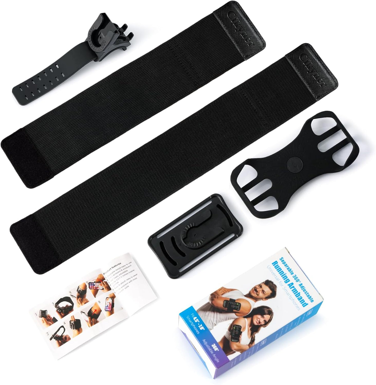 Cikyner Running Armband, 3 in 1 Running Phone Holder Sports Armband Bicycle Phone Holder 360° Rotatable & Detachable Running Phone Armband for 4.5-7'' iPhone Huawei for Gym Running Hiking